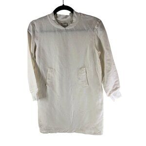 Unlabel Girls Shift Dress Linen Blend Crew Neck Long Sleeve White 140/10